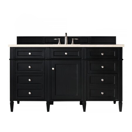 James Martin Vanities Brittany 60in Single Vanity, Black Onyx, w/ 3 CM Eternal Marfil Quartz Top 650-V60S-BKO-3EMR